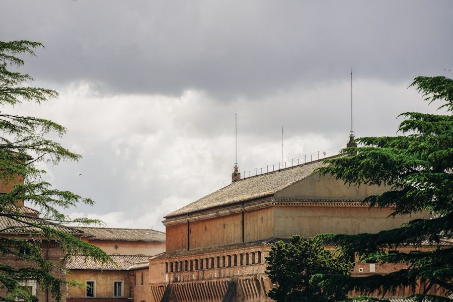 Exterior of the Sistine Chapel seen from the Vatican gardens